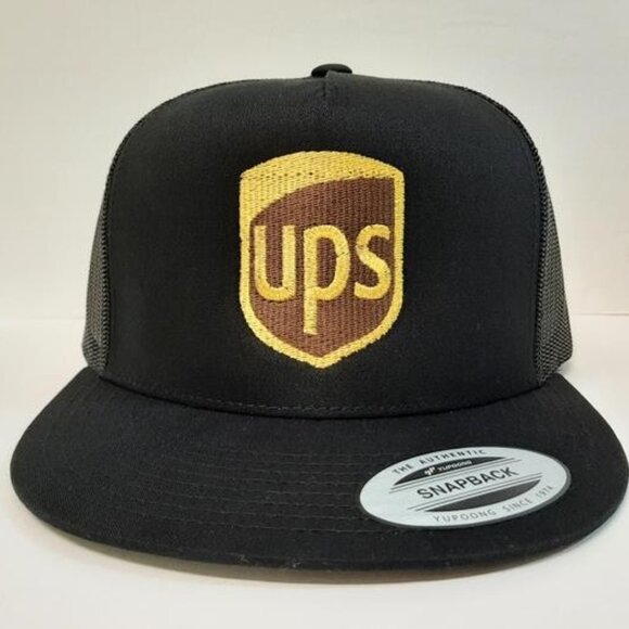 Retro Vintage Style Delivery Driver UPS Flat Bill Trucker Mesh Snapback Cap Hat